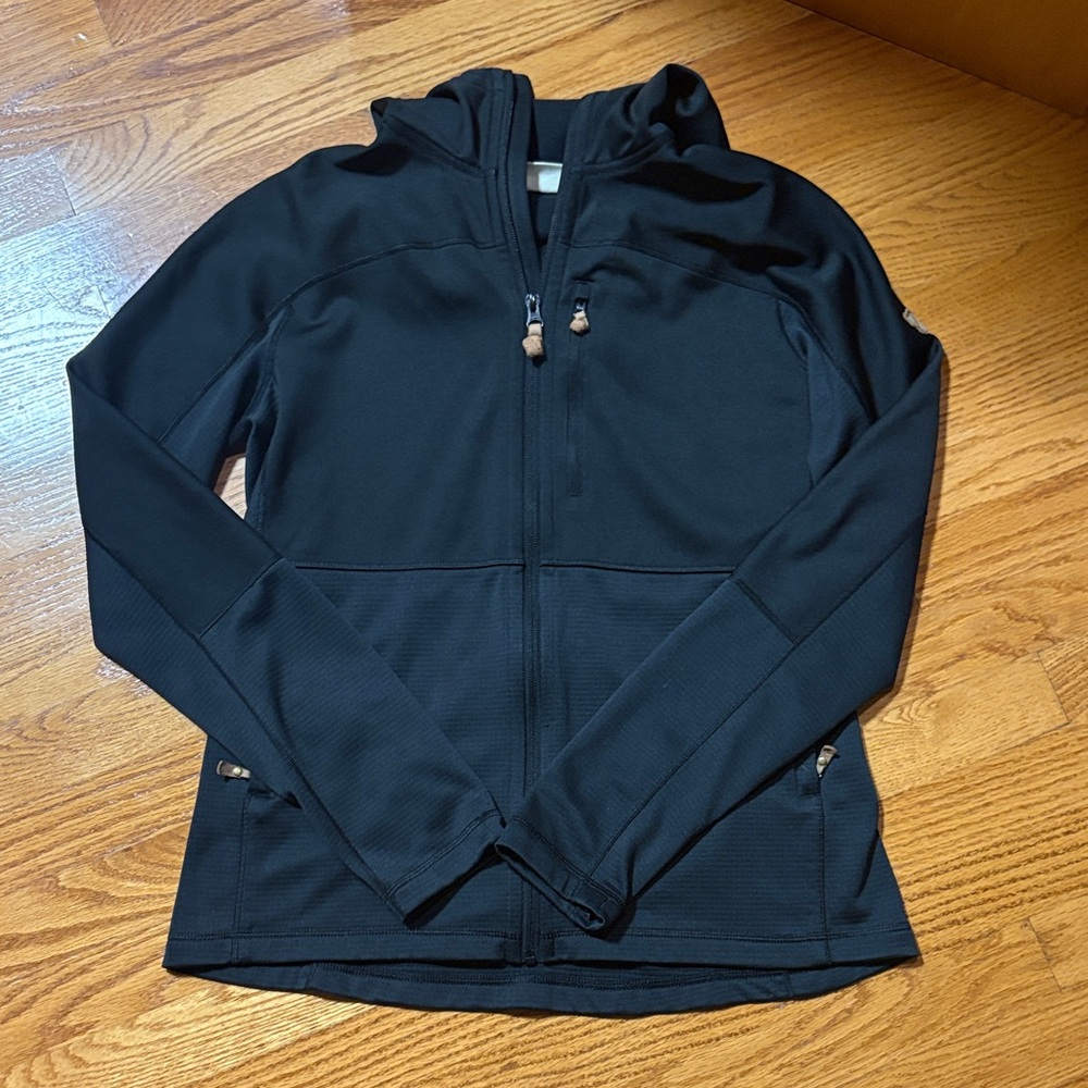 Fjallraven Black Hoodie with Tan Logo